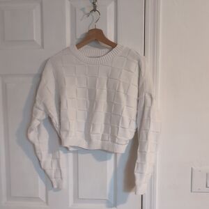 Hollister White Ribbed Knit Sweater